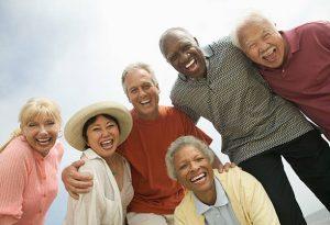 a group of people laughing