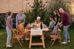 a group of people around a table