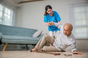 older senior man falling down