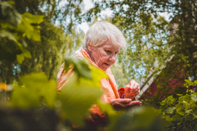 An elderly woman dealing with loneliness