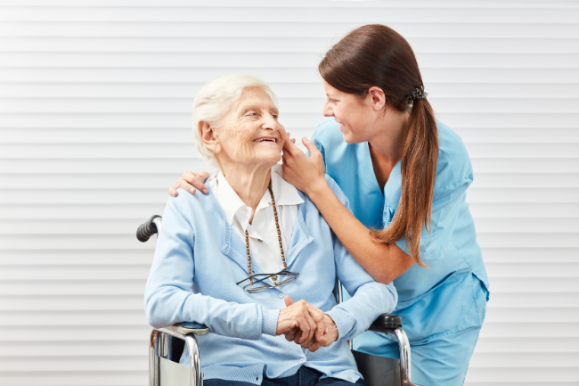 woman having a support system through her nurse