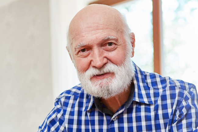An elderly man suffering from ptsd